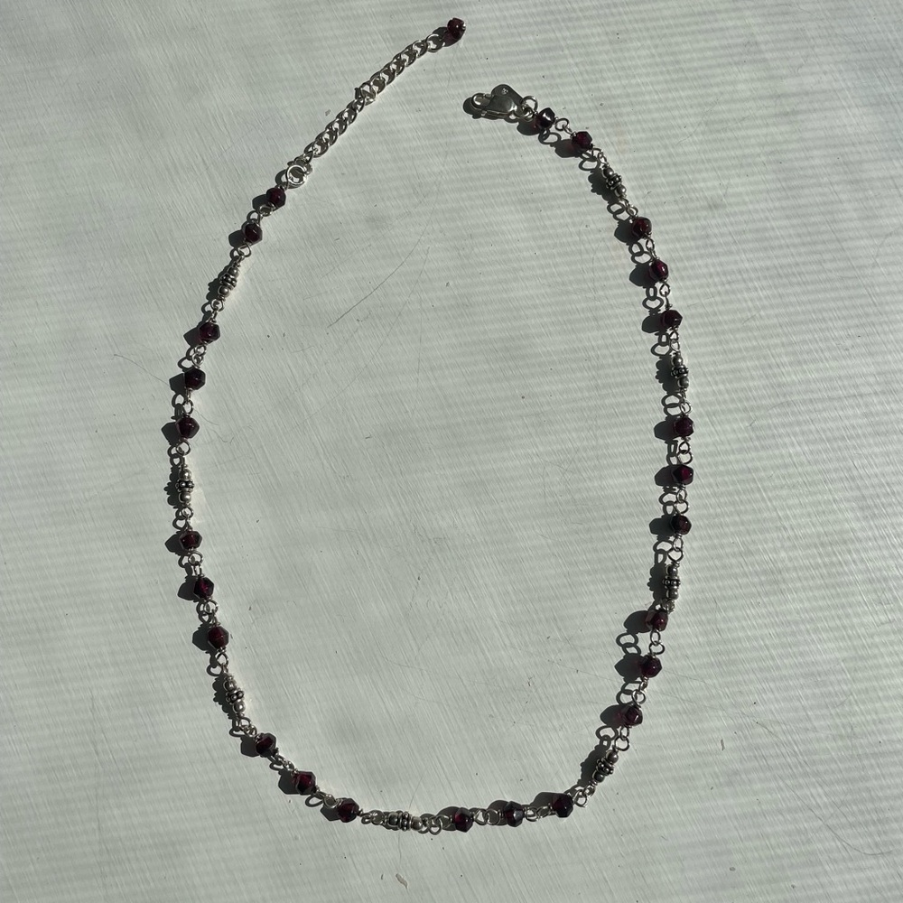 Silpada Sterling Silver and Genuine Garnet Beaded Necklace - Picture 3 of 5